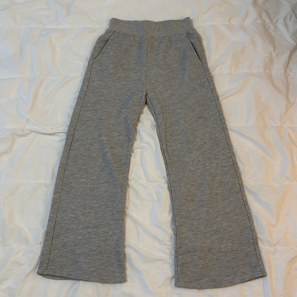 NSF Delilah wide leg mid high rise sweatpants sweats pants flare grey small